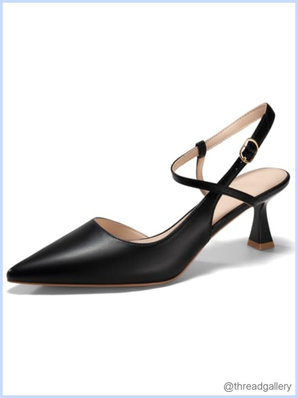 Kitten Heel Slingback Pumps Closed Pointed Toe Slip On Dress Heels